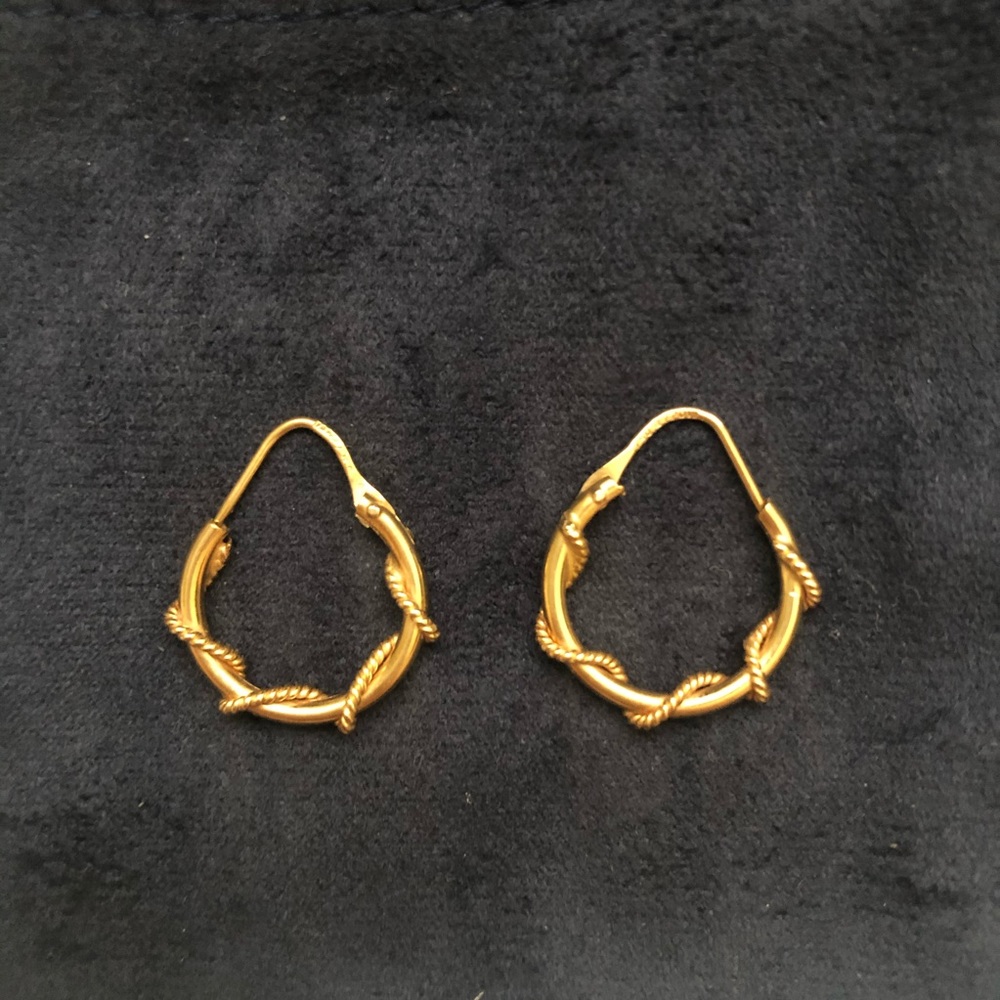 Dainty Gold Tone Lightweight Twisted Hoop Earrings - Picture 8 of 10
